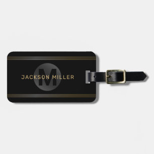 Schwarz/Gold Moderne, einfache personalisierte Mon Gepäckanhänger