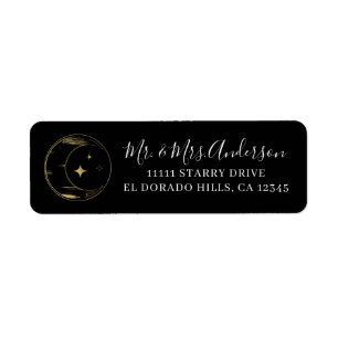 Schwarz & Gold Moderne Himmlische Mond Sterne Hoch
