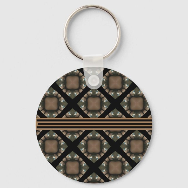 Schwarz & Gold Modernes, klassisches Monogramm-Mus Schlüsselanhänger (Vorderseite)