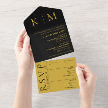 Schwarz-Gold-Monogram-Modern Wedding-
