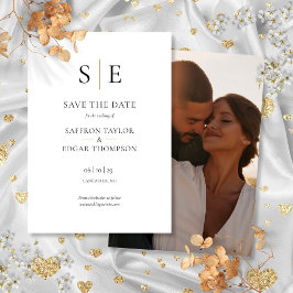 Schwarz-Gold-Monogramm-Foto-Hochzeit Save The Date