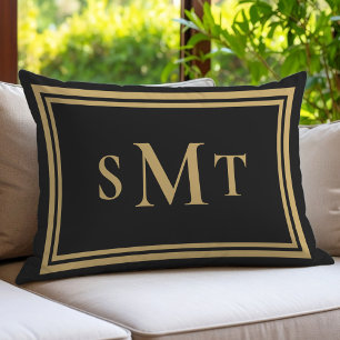 Schwarz-Gold-Monogramm Lendenkissen