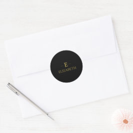 Schwarz-Gold-Monogramm-Rundkleber Runder Aufkleber
