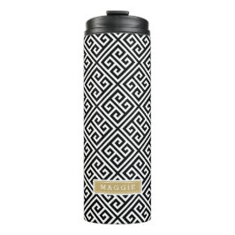 Schwarz-Gold-Monogramm Thermosbecher