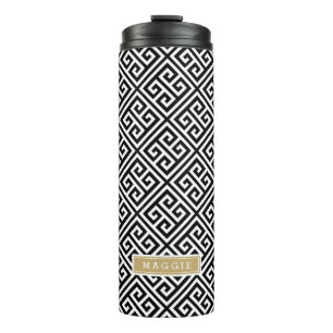 Schwarz-Gold-Monogramm Thermosbecher