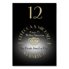 Schwarz-Gold-Monogramm-Tischnummer Tischnummer