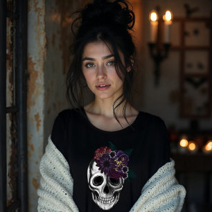 Schwarz-Gold-Moody-Bläschen-Skull Tri-Blend Shirt