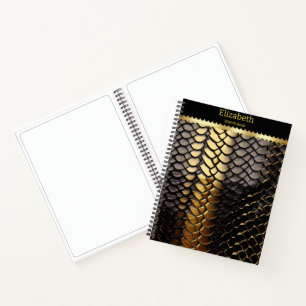 Schwarz-Gold-Muster einer Schlange Notizbuch
