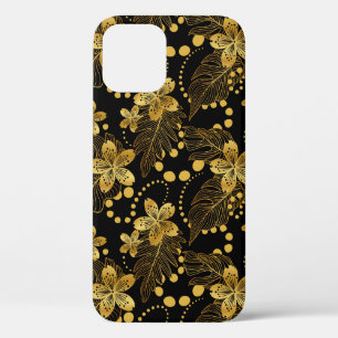 Schwarz-Gold-Muster für tropische Blätter Case-Mate iPhone Hülle