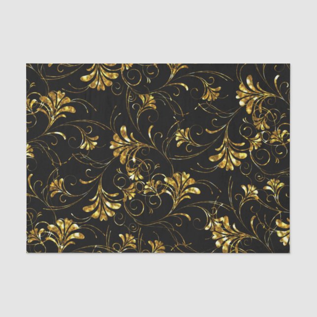 Schwarz-Gold-Muster Seidenpapier (Vorderseite)