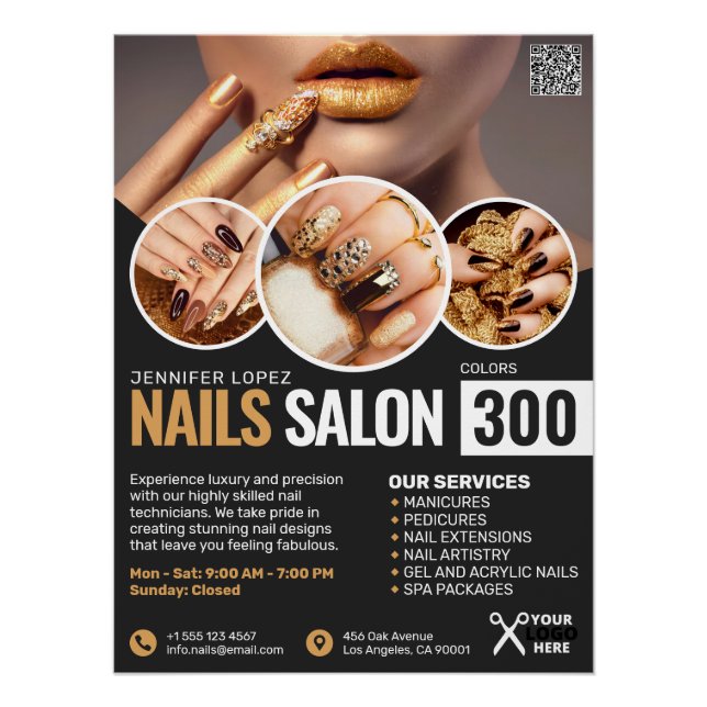 Schwarz-Gold-Nagelsalon, Kunstgewerbe Poster (Vorderseite)
