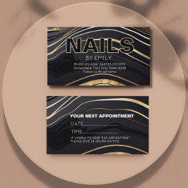 Schwarz-Gold Nagelsalon Manicurist Terminkarte