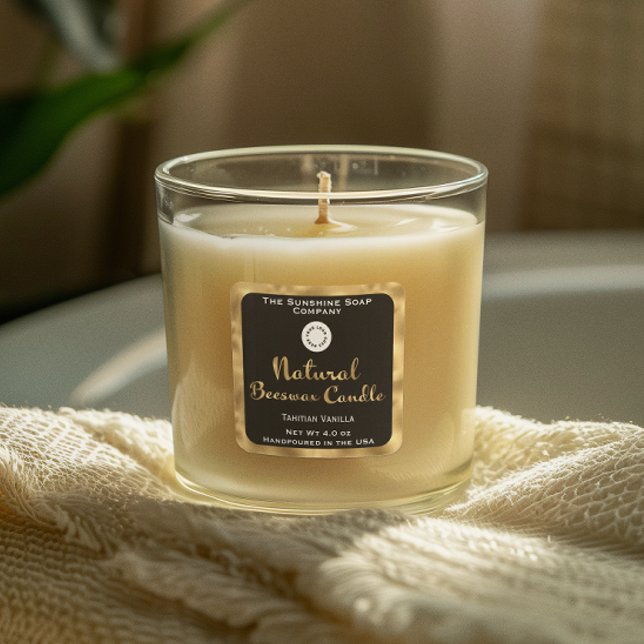 Schwarz & Gold Naturkrüge mit Duft Quadratischer Aufkleber (Von Creator hochgeladen)