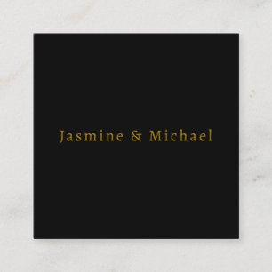Schwarz/Gold Niedlicher Minimalistischer Name Begleitkarte