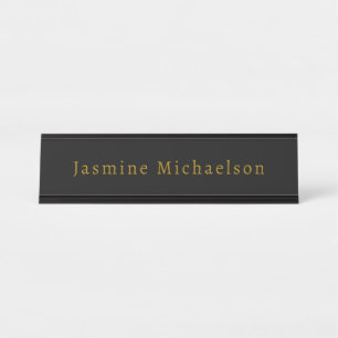 Schwarz/Gold Niedlicher Minimalistischer Name Schreibtischnamensplakette