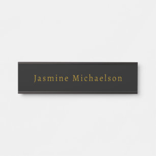 Schwarz/Gold Niedlicher Minimalistischer Name Türschild