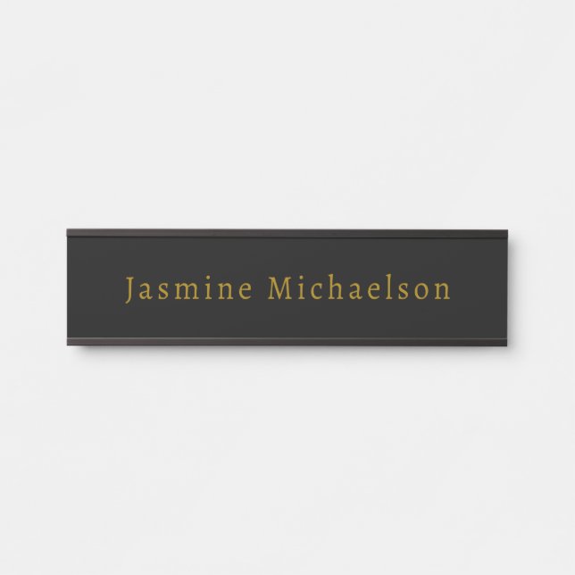 Schwarz/Gold Niedlicher Minimalistischer Name Türschild (Vorderseite )