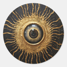 Schwarz-Gold-Okkultistisch-Böses Auge Runder Aufkleber