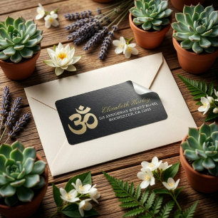 Schwarz & Gold OM Symbol Yoga-Mediationslehrer Adressaufkleber
