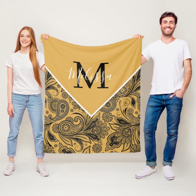Schwarz-Gold-Paisley-Fleecedecke Fleecedecke (Beispiel)