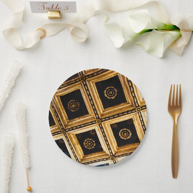 Schwarz-Gold-Papierplatte Pappteller (Hochzeit)