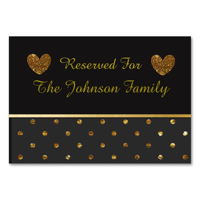 Schwarz-Gold-Party- oder Hochzeitskarten Tischnummer (Vorderseite)