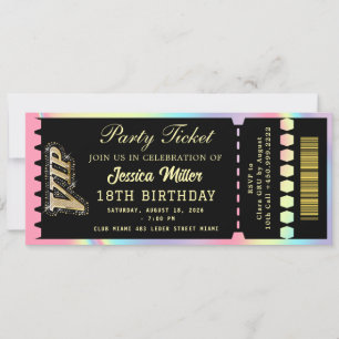 Schwarz & Gold Party-Ticket Einladung
