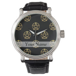Schwarz-Gold-Pentagramm Armbanduhr
