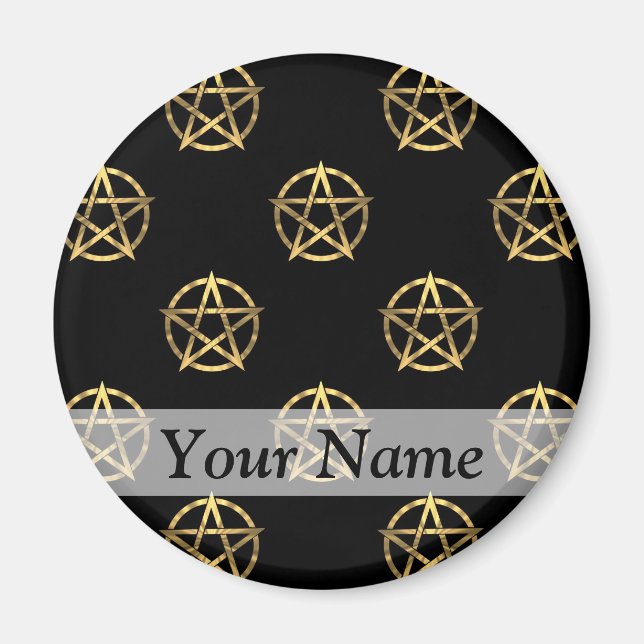 Schwarz-Gold-Pentagramm Magnet (Vorne)