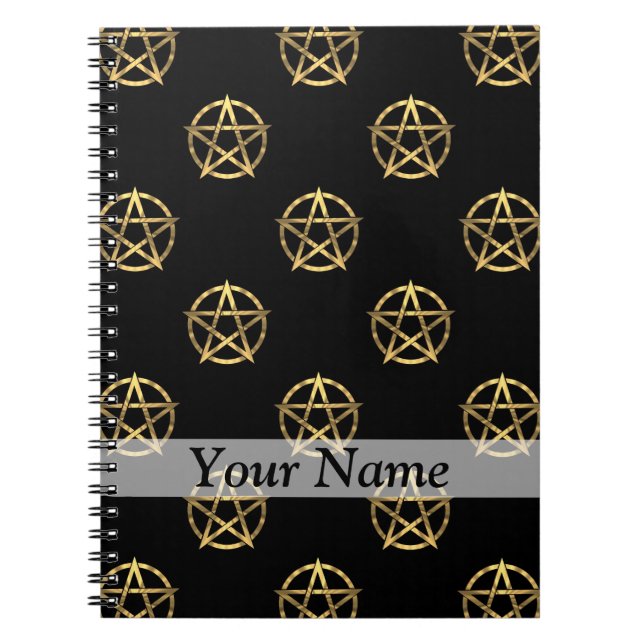 Schwarz-Gold-Pentagramm Notizblock (Vorderseite)