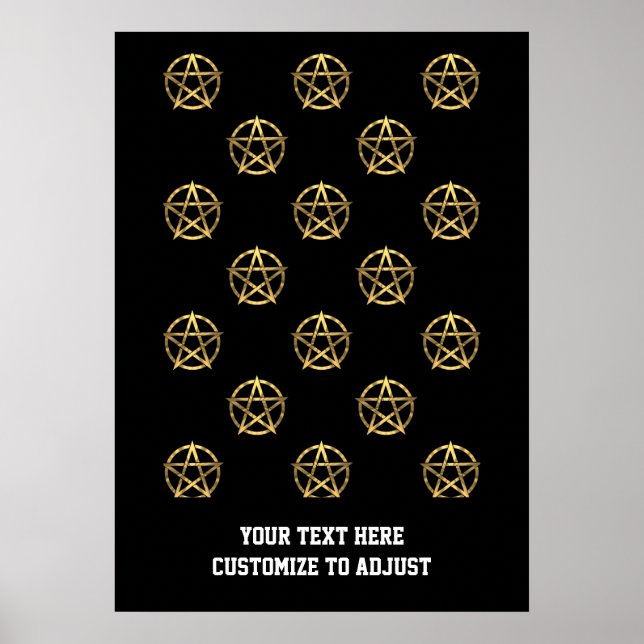 Schwarz-Gold-Pentagramm Poster (Vorne)