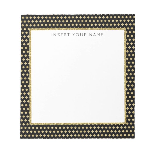 Schwarz/Gold Personalisierter Notepad 5.5" x 6" Notizblock (Vorderseite)