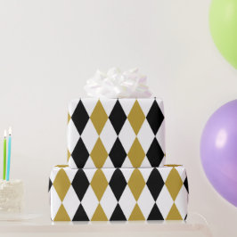 Schwarz-Gold-Raute Geschenkpapier