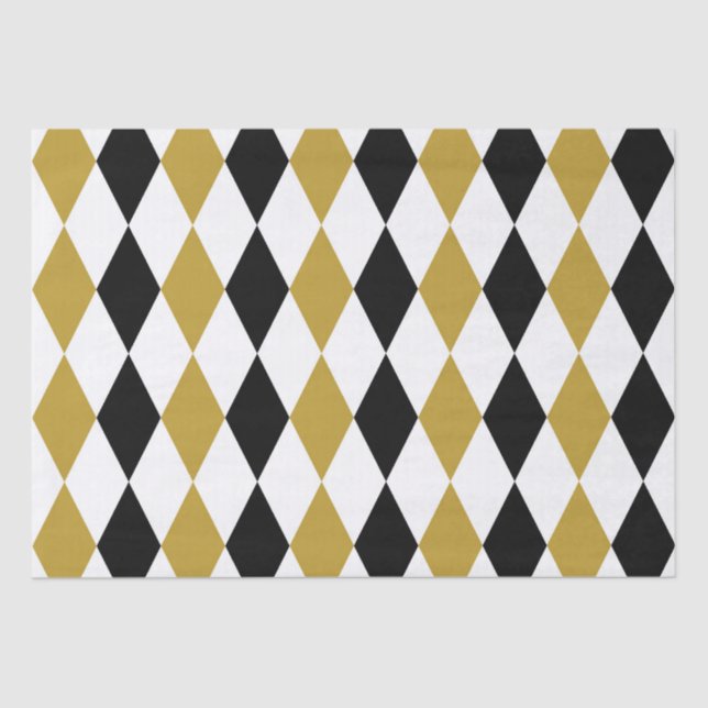 Schwarz-Gold-Raute Seidenpapier (Vorderseite)