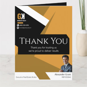 Schwarz & Gold Realtor Design, Real Anwesen Agent Dankeskarte