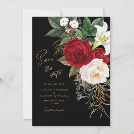 Schwarz-Gold-Romantische Blumenhochzeit rettet das Save The Date