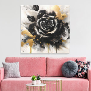 Schwarz-Gold-Rose Leinwanddruck
