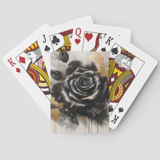 Schwarz-Gold-Rose Spielkarten (Rückseite)