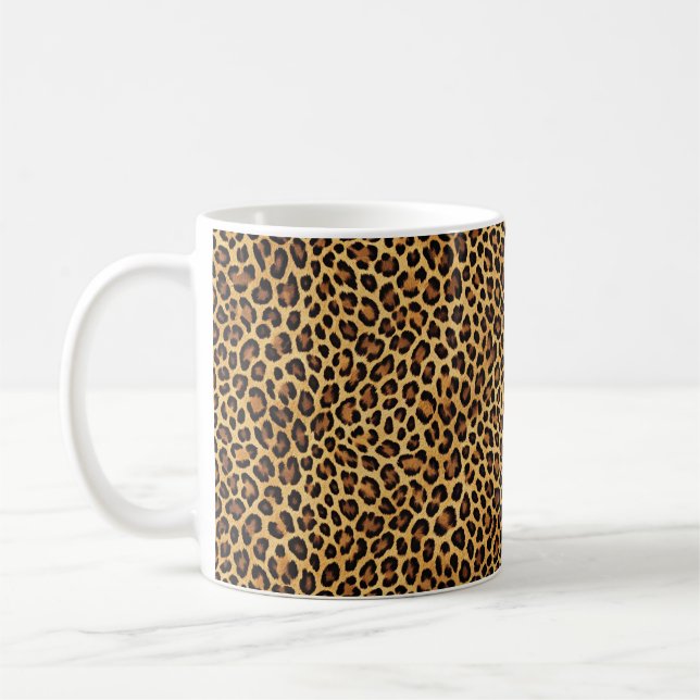 Schwarz, Gold, Roter Leopard Printgepard Kaffeetasse (Links)