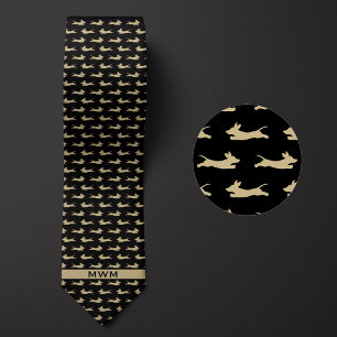 Schwarz-Gold-Running-Dackel Krawatte