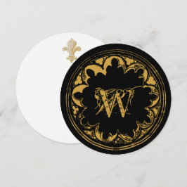 Schwarz-Gold-Rustikal-Vintages gestörtes Monogramm Dankeskarte