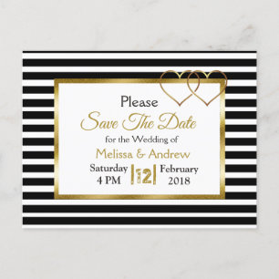 Schwarz-Gold-Save the Date-Postkarten Ankündigungspostkarte