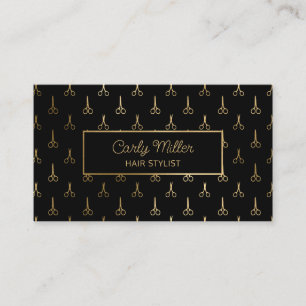 Schwarz-Gold-Schere Muster Frisur Stylist Salon Visitenkarte