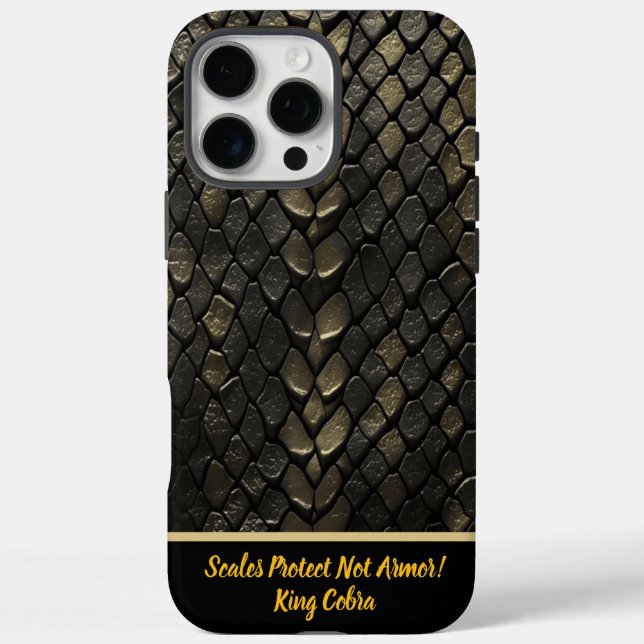 Schwarz-Gold-SchlangeMuster iPhone 16 Pro Max Hülle (Rückseite)
