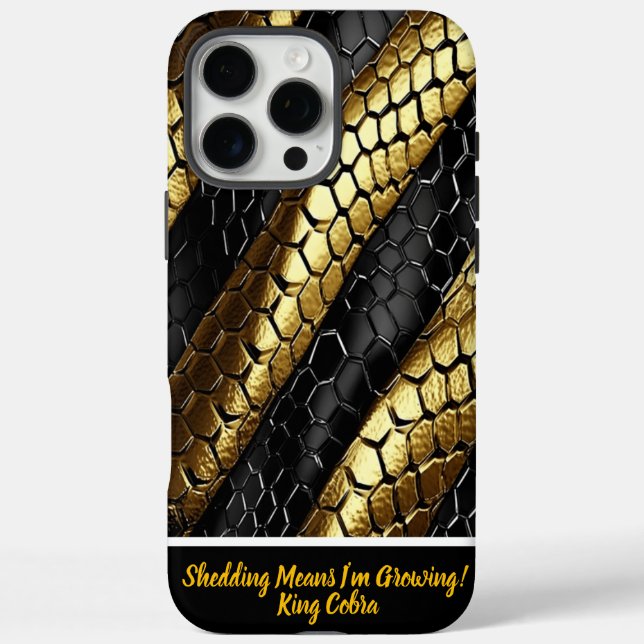 Schwarz-Gold-Schlangen-Skin iPhone 16 Pro Max Hülle (Rückseite)
