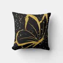 Schwarz-Gold-Schmetterling-Kissen