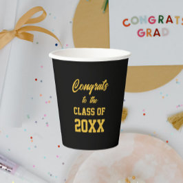 Schwarz-Gold-School-Colors-Graduiertenparty Pappbecher