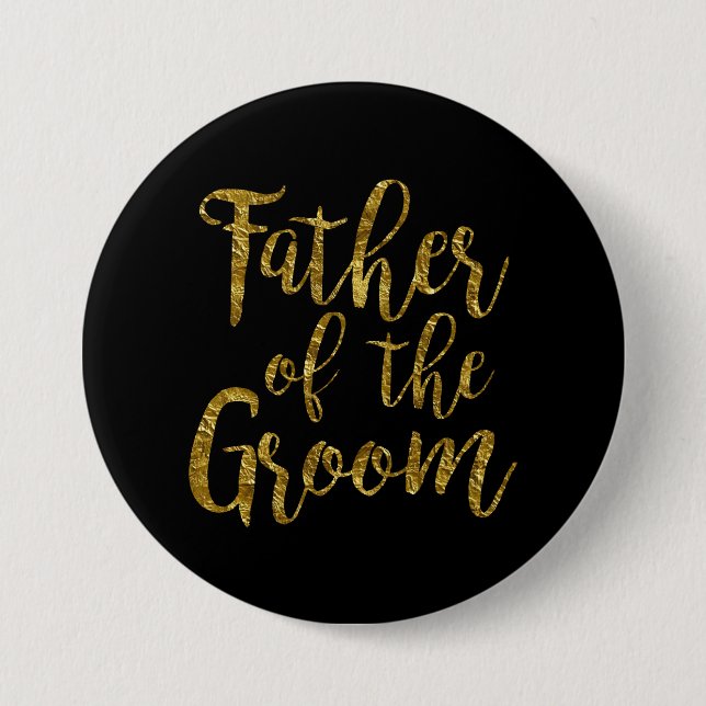 Schwarz-Gold-Script-Vater der Groom-Taste Button (Vorderseite)