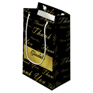 Schwarz, Gold, Silber, Danke + Sie, Blume, Kleine Geschenktüte