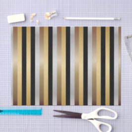 Schwarz-, Gold-, Silber-und Bronze-Streifen Seidenpapier